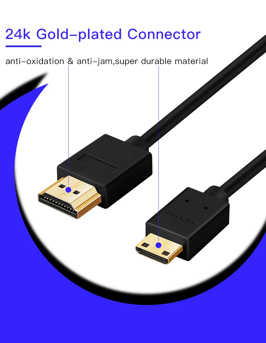 Lungfish Mini HDMI к HDMI кабель 1 М 1,5 м 2 м 3 м 5 м Папа к папа 4 к 3D 1080P для планшета видеокамеры MP4 DVD Mini HDMI кабель