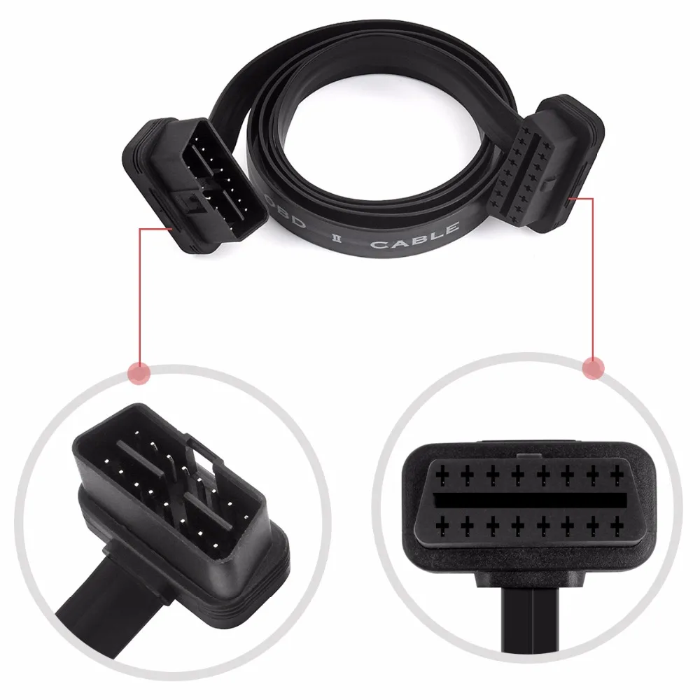 

60CM 16Pin ELM327 Male To Extension cable New Noodle OBD2 Extension Cord OBDII Auto Car Diagnostic Cable Connector Adapter