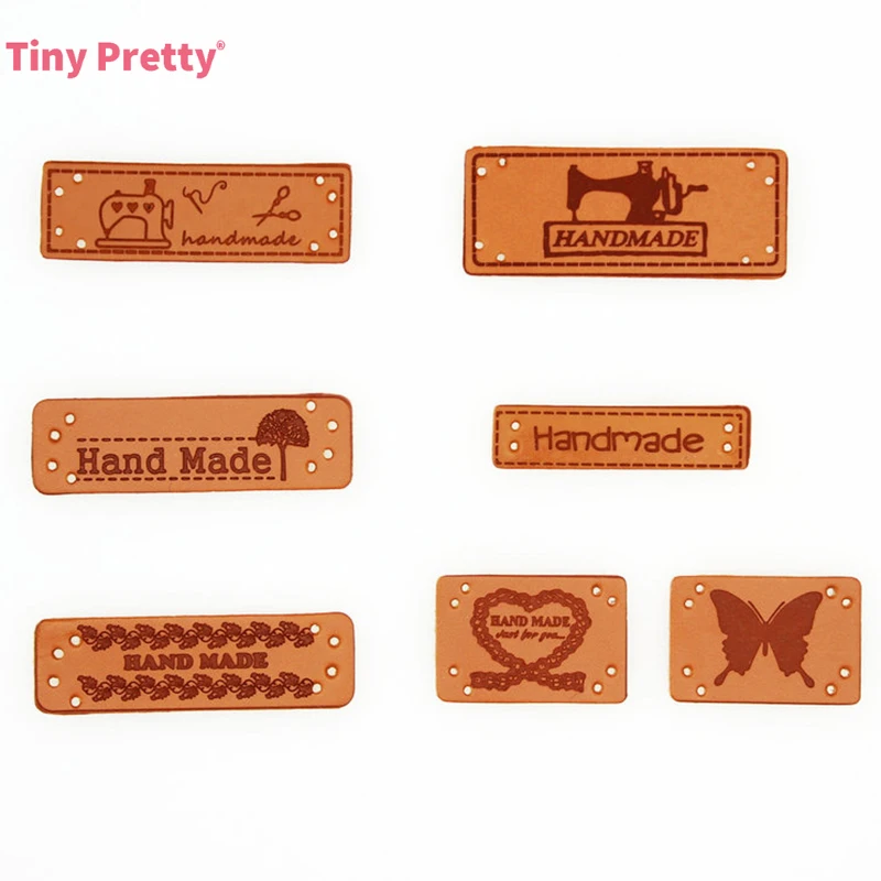 

20PCS Faux Leather Handmade Sewing Tags Embossed PU Leather Label for DIY Party Favors, Gift Wrapping Material