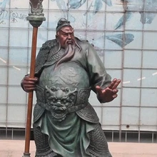 Xd 003065 3" Китайские Бронзовые ИСКУССТВО скульптура Военные Мудрец статуя Гуань гун Дракон и Sabre