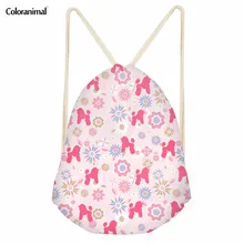 Coloranimal Для женщин Повседневное мешки Drawstring мешок пакет милые животные собака кошка узор девушку на ремне Рюкзак для девочек-подростков ранцы