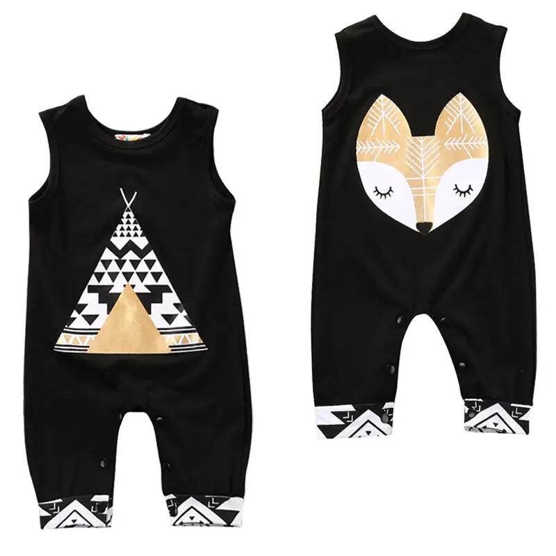 Pudcoco niño recién nacido bebé niño romper ropa sin mangas Cartoon Fox bebes Mamelucos Vestidos sunsuit Pudcoco niño recién nacido bebé niño romper ropa sin mangas Cartoon Fox bebes Mamelucos Vestidos sunsuit