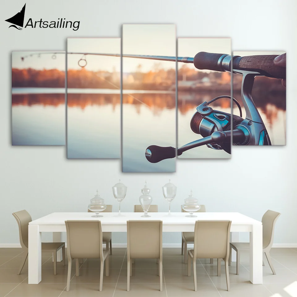 

HD Printed 5 Piece Canvas Art Fishing Rod Painting Music Instrument Vintage Wall Pictures for Living Room Free Shipping CU-1886C
