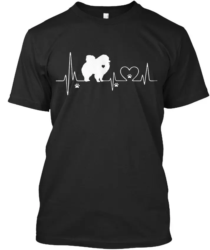 

Teenage Natural Cotton Printed Man Fashion Round Collar T Shirt Pomeranian Heartbeat Stylische Ship Hop Tops