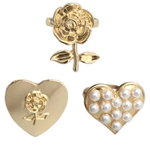 SANSUMMER Jewelry Sets Women's Clip & Stud Earrings Ring Simple Sweet Temperament Heart-shaped Pearl Rose Jewelry Sets 5311 SANSUMMER Jewelry Sets Women's Clip & Stud Earrings Ring Simple Sweet Temperament Heart-shaped Pearl Rose Jewelry Sets 5311