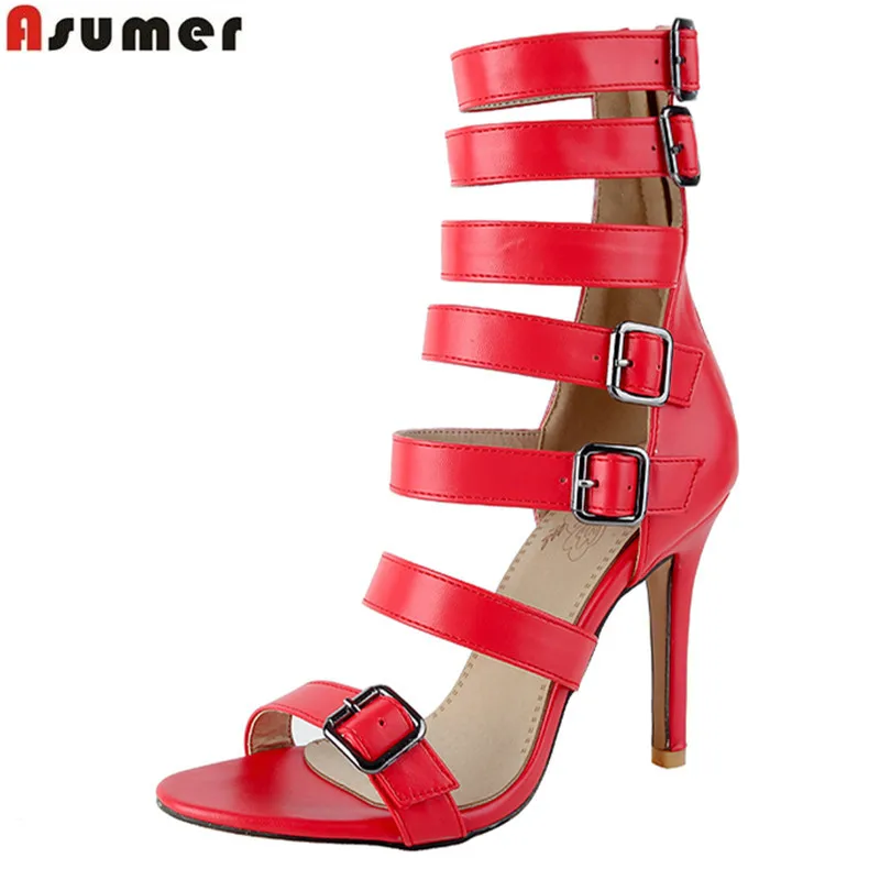 

ASUMER Large size 34-46 fashion summer new shoes woman elegant prom wedding shoes high heels buckle sandals women