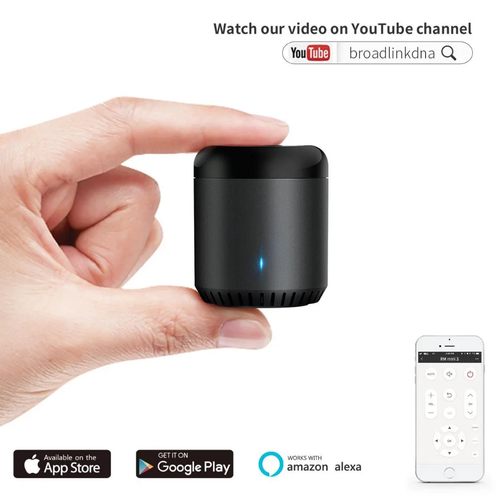 

Broadlink RM Mini3 Wireless Smart Remote Control Universal Intelligent WiFi IR Compatible for Amazon Alexa Google Voice Control