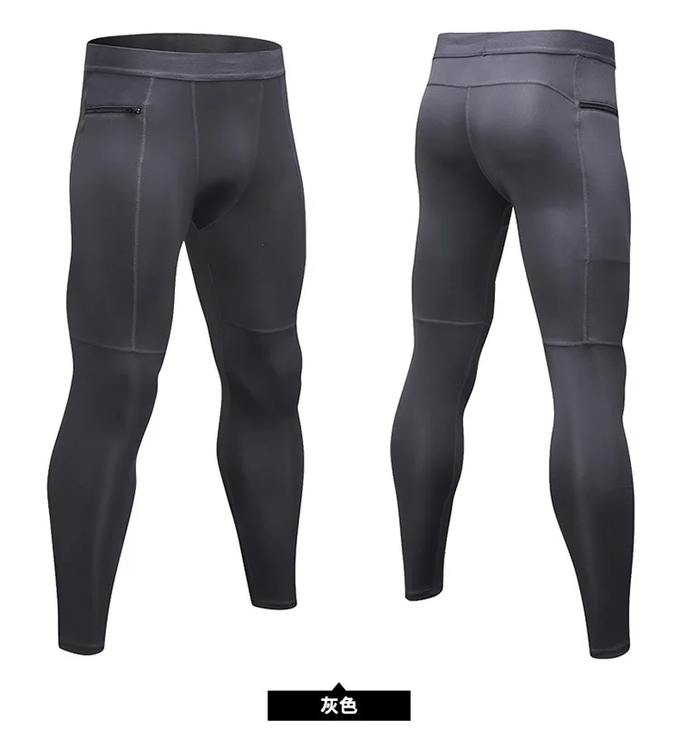 Мужские Компрессионные спортивные брюки с карманами, эластичные леггинсы с колготками для бега, фитнеса, тренировок, спортивные брюки