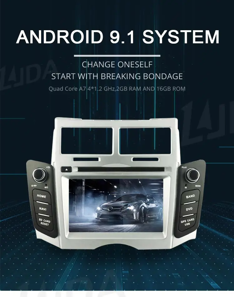 Excellent LJDA 2 Din Android 9.1 Car Radio For Toyota Yaris 2005-2011 Car Multimedia Player Stereo Auto Audio GPS Navigation DVD Video 1