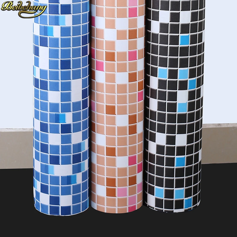 beibehang 60X500cm Waterproof Self-adhesive mosaic wall papers home decor Kitchen anti-oil Black plaid wallpaper for walls 3 d the product can be customized brown retro glass mosaic candlestick fashion home romantic candlelight dinner confession