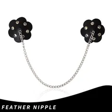 Новинка, сексуальное пикантное женское бельё, черные кожаные многоразовые пикантные трусики Стикини с цепочкой, наклейки на соски