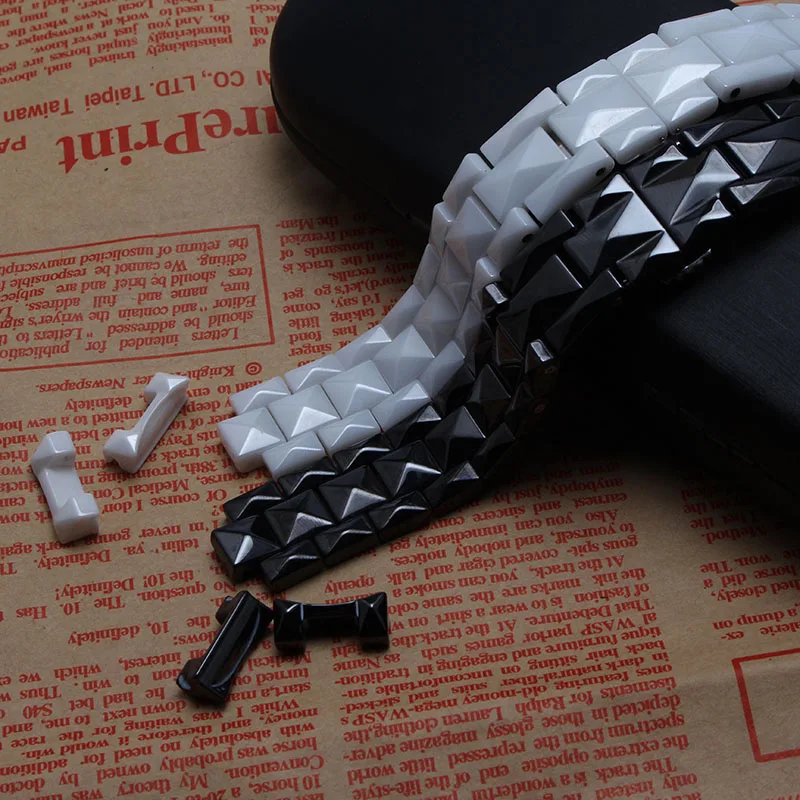 New arrival 2016 Watchband Ceramic Black White 15MM 17MM FOR mens hours fashion bright watch accessories