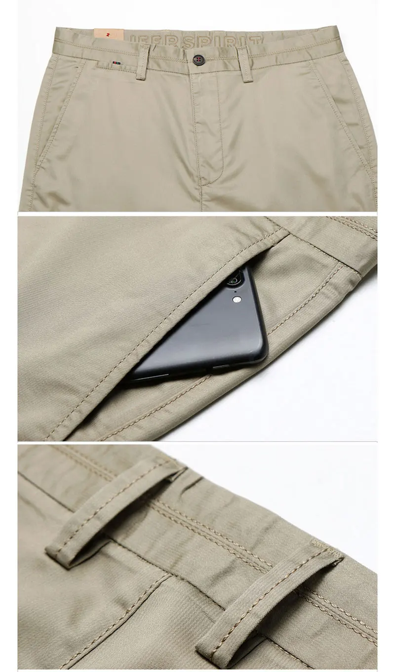 2019 Summer Autumn JEEP Brand Casual Suit Pants Straight Style Lyocell Men's Casual Mid Waist Cotton Pants Fashion Trousers (2)