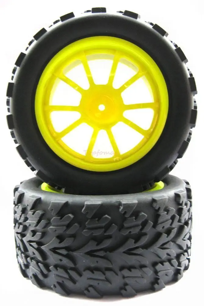 

4PCS Wheel Rim Tires HSP 1:10 Monster Truck Buggy RC Car 12mm Yellow 88027