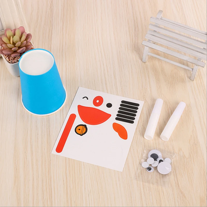 price cut  12pcs 3D DIY Handmade Paper Cups Sticker Material Kit Tool Set Kids Kindergarten School Art Craft E