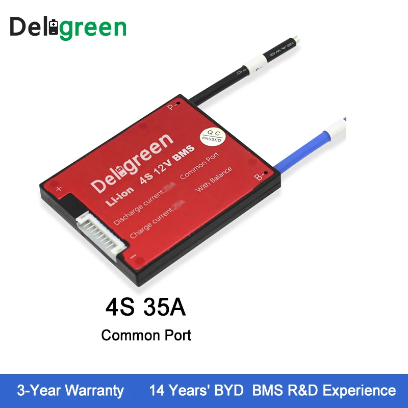 Deligreen 4S 35A 12V BMS для комплект литий-ионный батарей LiFePO4 18650 аккумуляторная батарея с функцией баланса