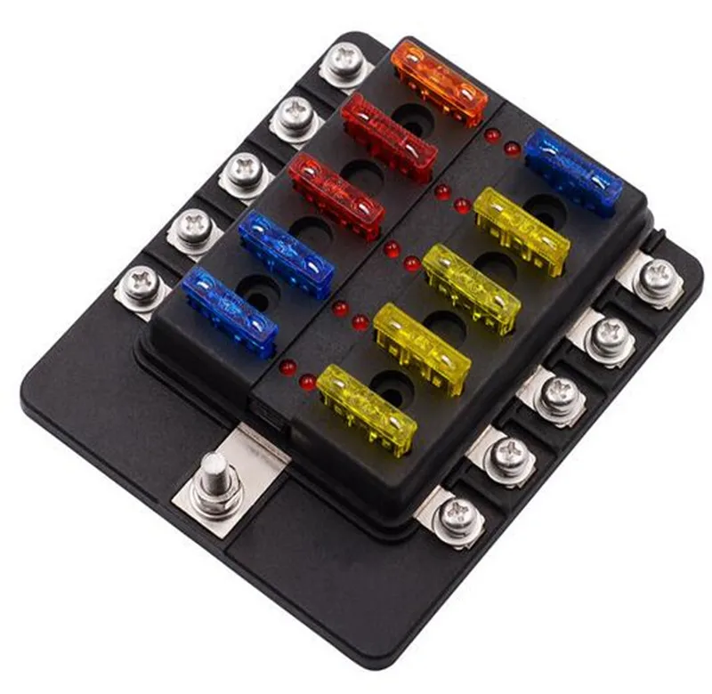 WUPP Car Fuse Box 12 Way 10 Way 8 Way 6 Way M5 Stud independent positive and negative for Auto Car Boat Marine Trike Caravan