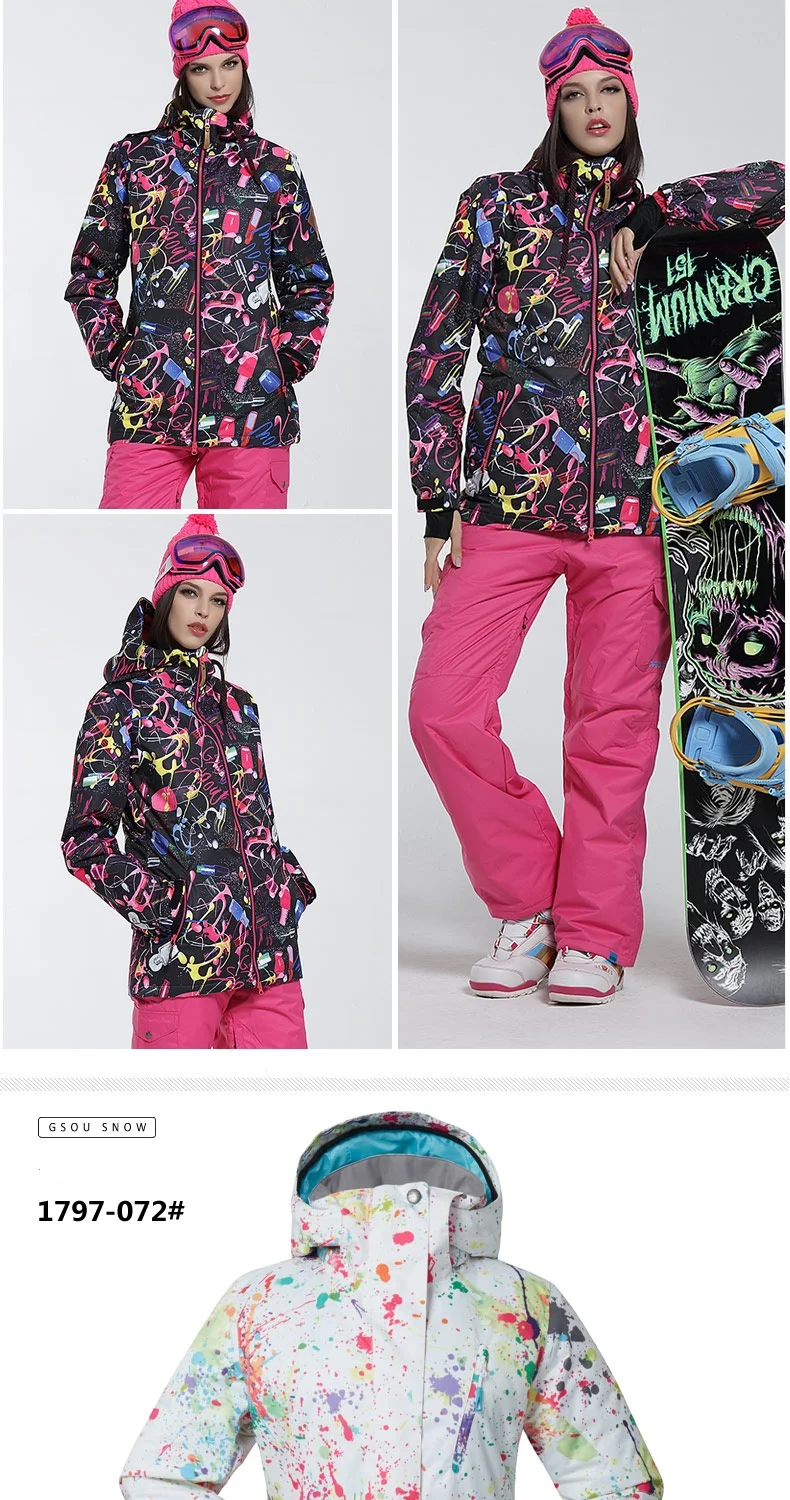 Лыжи куртка женская GSOU SNOW,сноуборд куртки женские, горнолыжная куртка,горнолыжный костюм,костюм лыжный женский,горные лыжи пиджак
