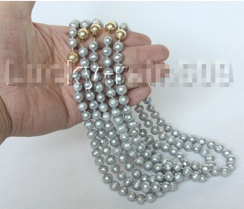 

>>>>wholesale 5 piece 17" 10mm gray round cultured pearl necklace E9162