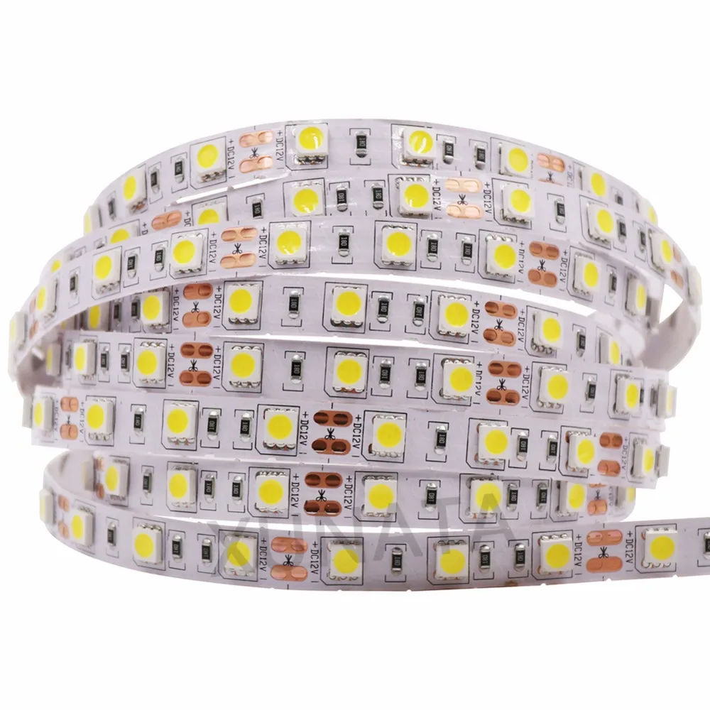 buy 5m lot DC12V LED Strip SMD 5050 Flexible Waterproof Ribbon Tape 60LEDs m RGB RGBW RGBWW LED Light Strip Home Outdoor Decoration