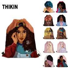 THIKIN Сексуальная африканская темнокожая девушка печать мешки с Кулиской Fahsion Женская Повседневная сумка для покупок мягкая художественная дизайнерская сумка на плечо