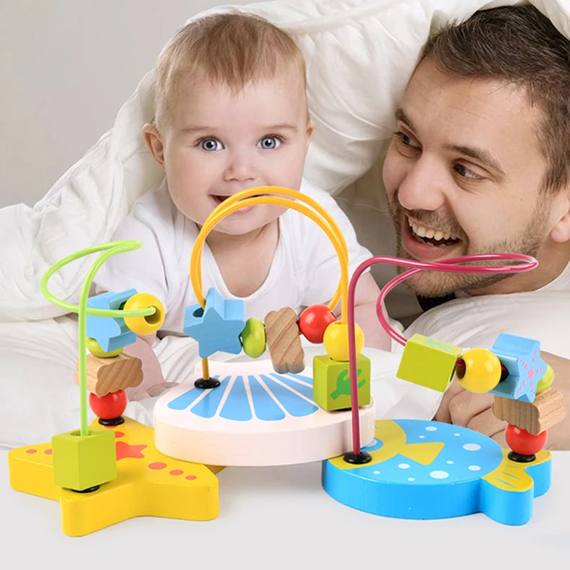 Wooden Children Toy Around Beads Maze Kids Toys Ocean Series Cartoon Early Learning Educational Baby Wood Gift | Игрушки и хобби