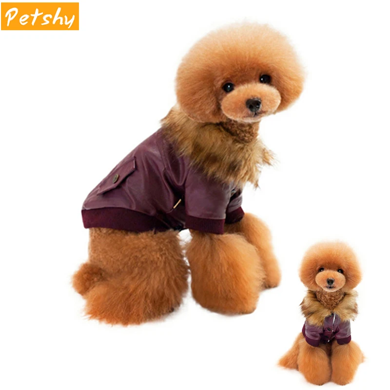 Petshy, зимние теплые кожаные куртки для собак, водонепроницаемые, для щенков, маленьких и средних собак, одежда для пуделя, чихуахуа, костюм, одежда для домашних животных