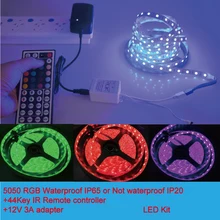 5 м/рулон RGB 5050 SMD светодиодные полосы света 300 светодиодный s 12 В 3A адаптер питания ЕС/США штекер трансформатор 44 клавиши ИК пульт дистанционного управления