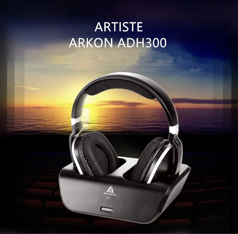 ARTISTE ADH300 2,4G беспроводные шумоизолирующие наушники с супер басами Hi-Fi для прослушивания музыки, телевизора, компьютера, домашнего видео, гарнитуры 2,4G передатчик