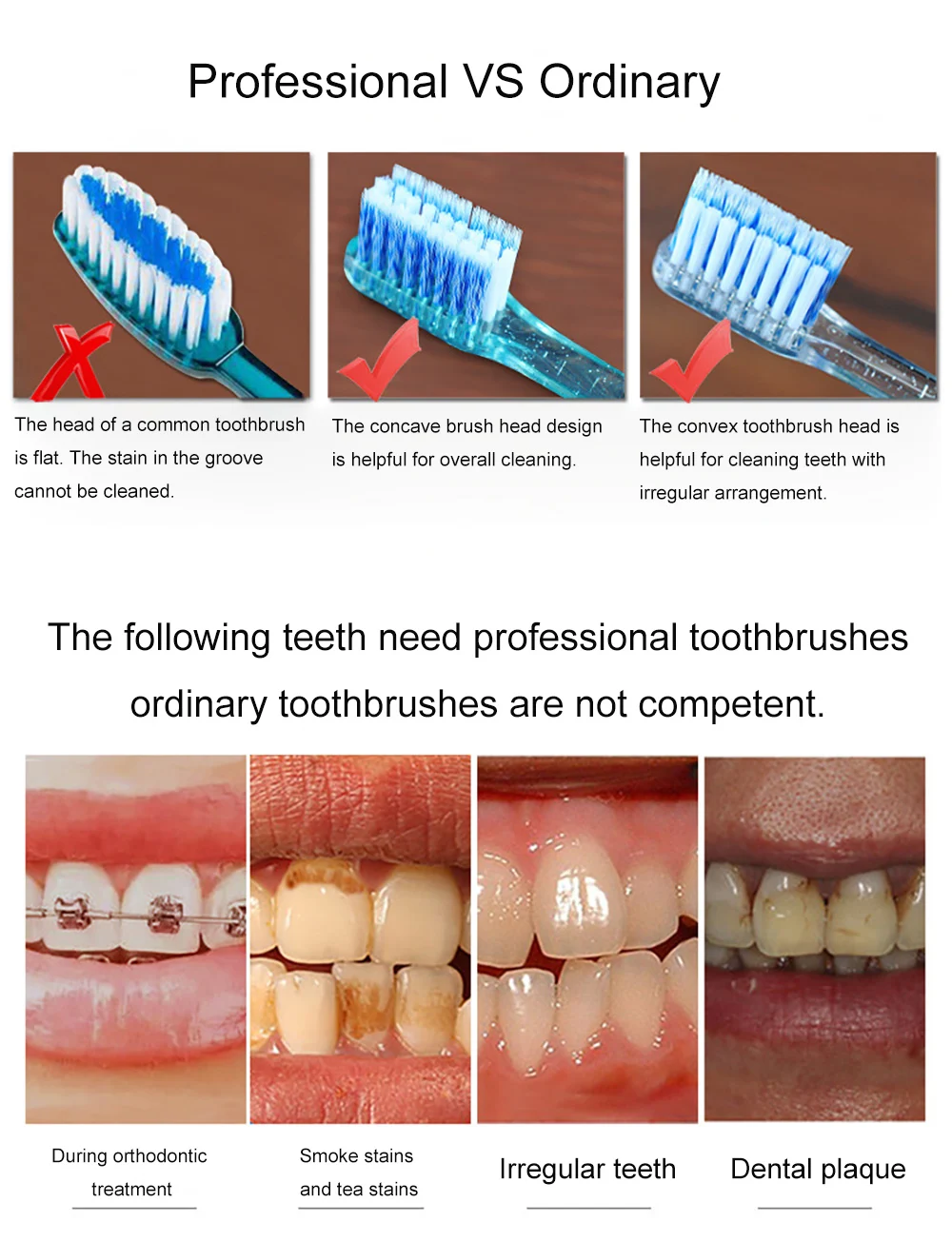 2 шт Профессиональная Ортодонтическая зубная щетка для ухода за полостью рта Очистка зубов эко мягкие щетки для волос
