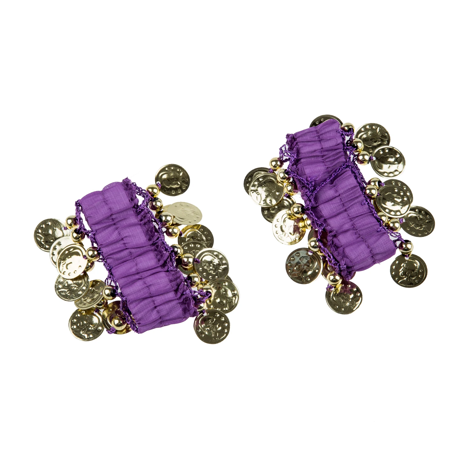 1 пара танец живота носить браслеты наручные лодыжки руки манжеты блестящие бусины золотые монеты-фиолетовый