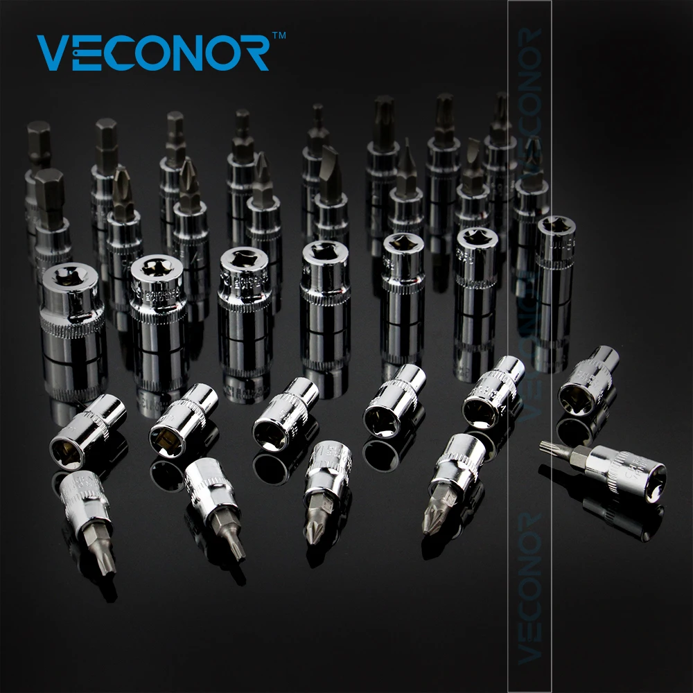 Veconor 46pc High Quality Socket Set Car Repair Tool Ratchet Set Torque Wrench Combination Bit a set of keys Chrome Vanadium