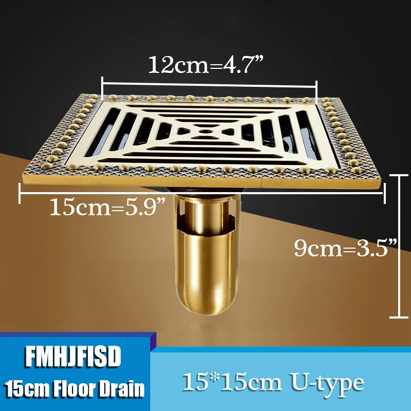 15 см античная латунь напольный сливной фильтр 6 дюймов ванная комната Душ слив кухня отходов Слив балкон Туалет стоки - Цвет: U type