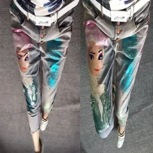 women jeans 2017 spring sequins beauty head bronzing slim stretch denim jeans trousers female casual ripped pencil capris