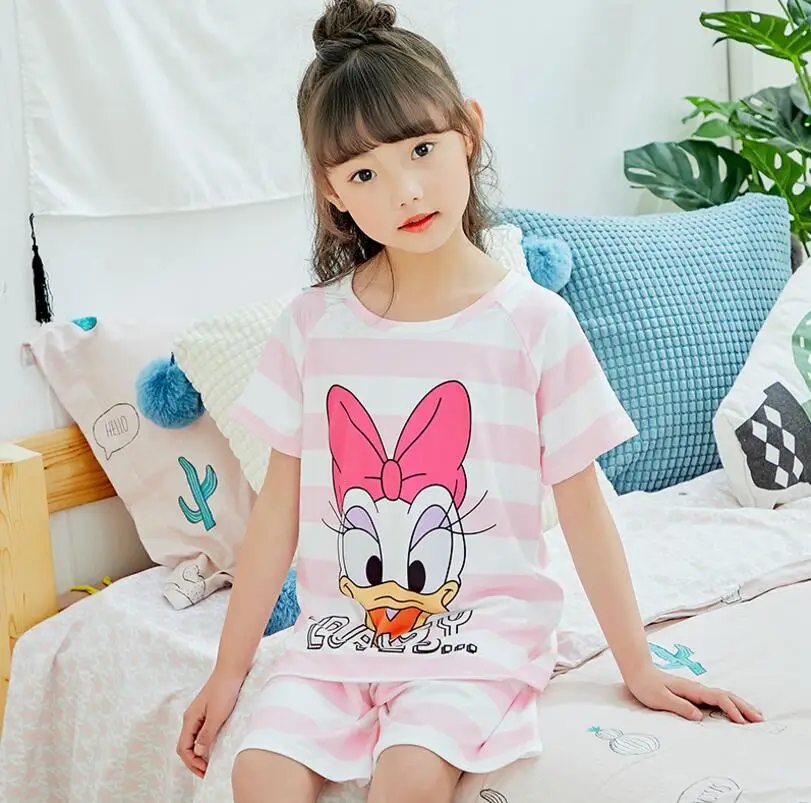 

New Listing 2018 Summer Baby Sleepwears Suit Lovely Gilr Pajamas Children Pyjamas Girls Cartoon Pijamas Kids Clothing set FT797