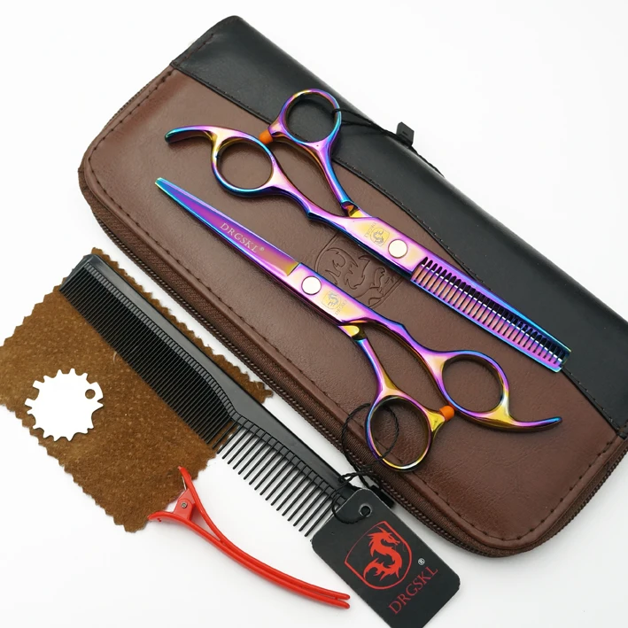 DRGSKL upgrade ножницы для волос perfect стрижка в парикмахерской, 6,0 дюймов professional Парикмахерские ножницы высокого качества - Цвет: rainbow C