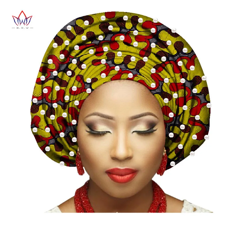 2019 разноцветные с жемчугом красивая африканская повязка для женщин африканские женские повязки для волос высококачественный хлопок шарф
