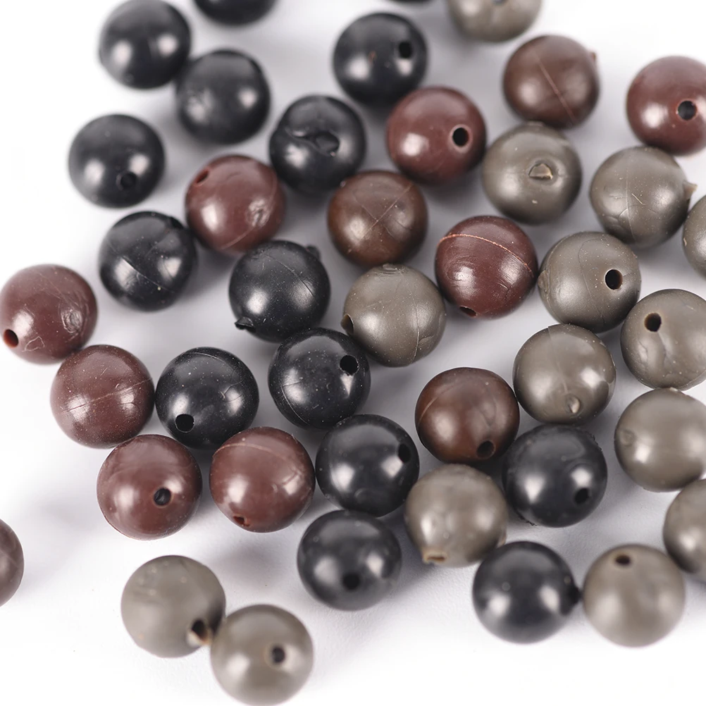 50pcs Diameter 4mm 5.5mm 8mm Soft Carp Fishing Beads Black Round