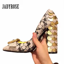 Jady Rose/Новинка года; женские туфли-лодочки; модельные туфли для выпускного; женские туфли на высоком массивном каблуке, украшенные блестками, с пряжкой; женская обувь на шпильке