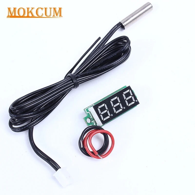 

0.28 Inch Mini Red Digital Thermometer NTC Metal Waterproof Probe Temperature Sensor DC4-28V Indoor Room Outdoor Tester Meter