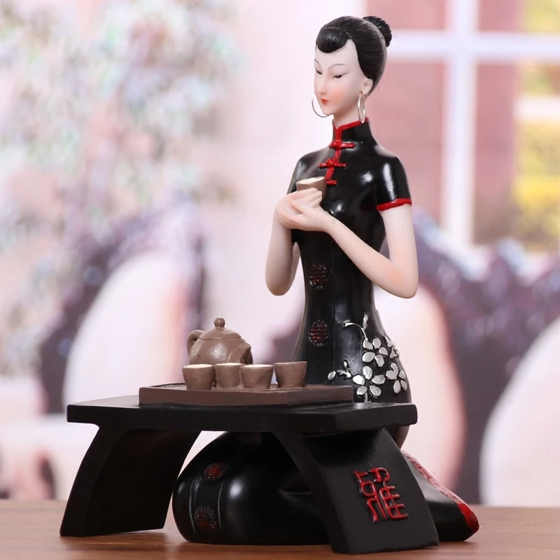 Koop Chinese Stijl Schoonheid Standbeeld Beeldje Huwelijkscadeau Wijn Kast Woonkamer Home Decor Ambacht Woondecoratie Hars Standbeelden Craft