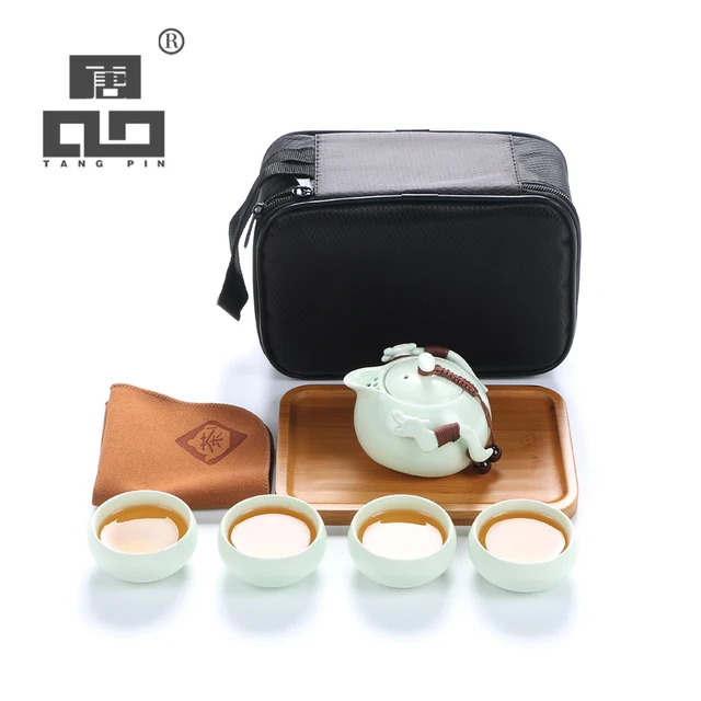 Cheap TANGPIN ceramic teapot kettle gaiwan tea cup for puer chinese tea pot portable tea set with travel bag