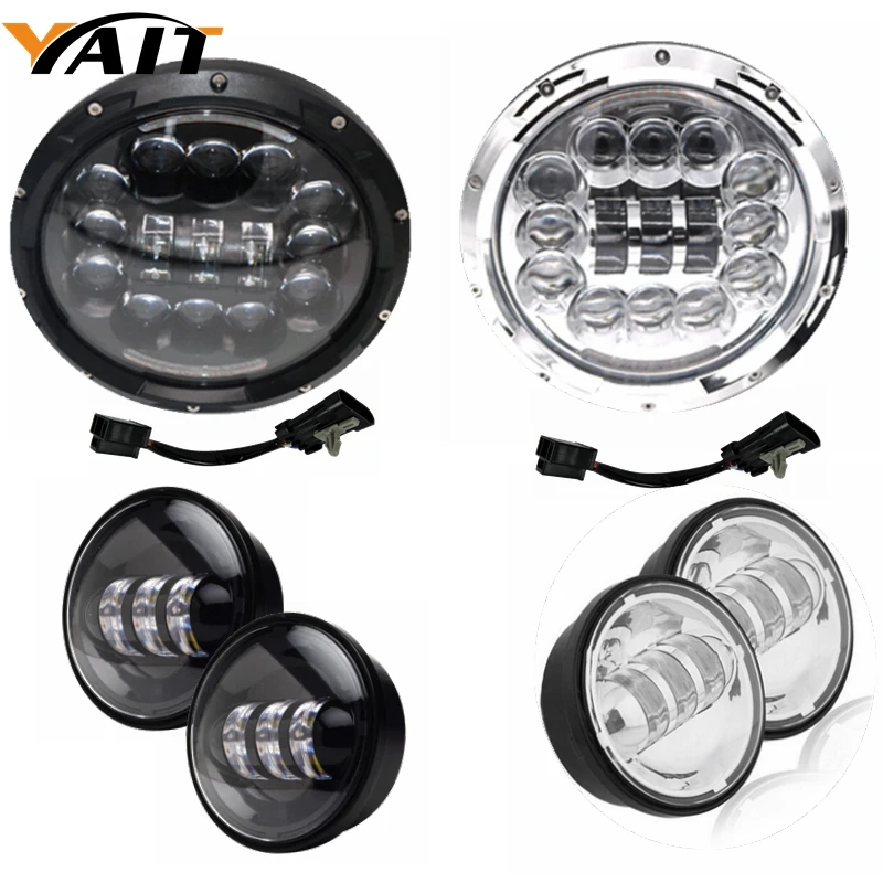 

Yait for Harley Davidson 7" Led Projector Daymaker Headlight + 4 1/2 Passing Lights For Harley Touring Electra Glide 7 inch led