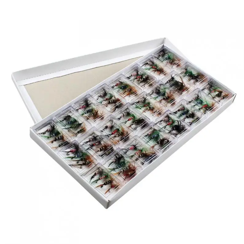 

96pcs/set Replaceable Trout Bait Realistic Dry Fly Fishing Hooks Streamer Lure Kit with Case Box