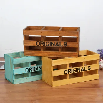 

Three Colors Wooden Storage Boxes Flowers Pots Makeup Organizer Bonsai Box Sundries Jewelry Cosmetic Organizador Pen Holder