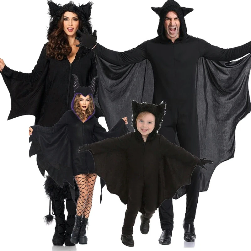 

Halloween black horror performance suit vampire bat masquerade party party demon costume role playing parent-child bat suit fami