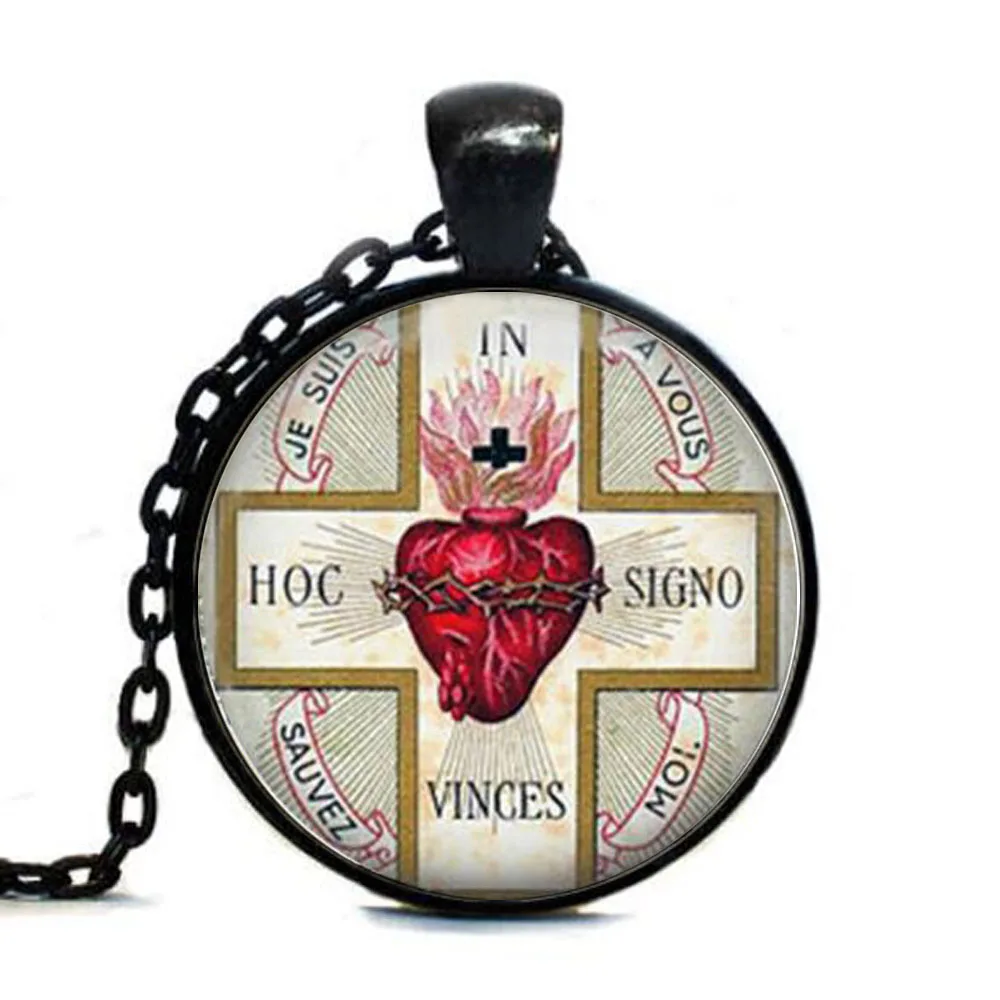 

SACRED HEART Tag Sacre Coeur. Flaming Heart. Jesus Christ Religious Tag