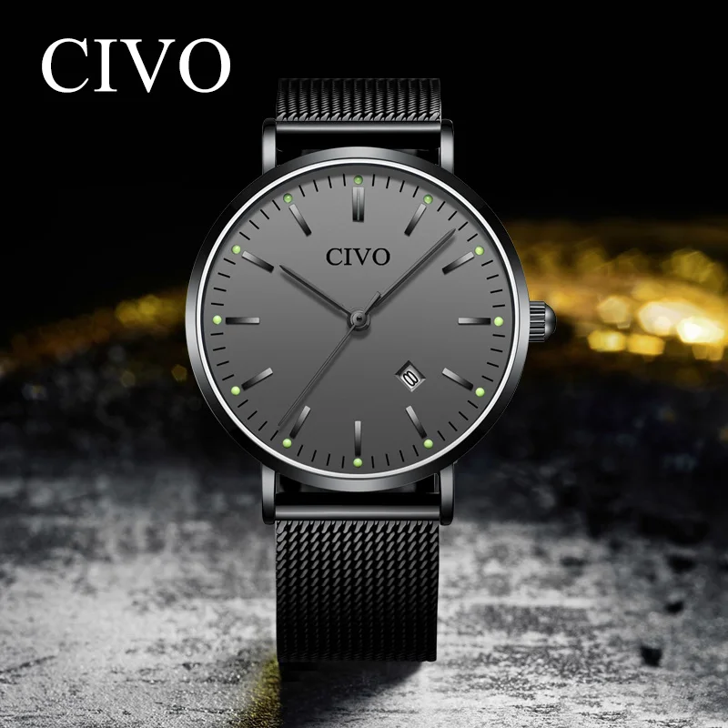 

CIVO Fashion Casual Wemens Watch Business Girlfriend Waterproof Mesh Steel Watches Luxury Couple Wristwatch Quartz Clock Gift