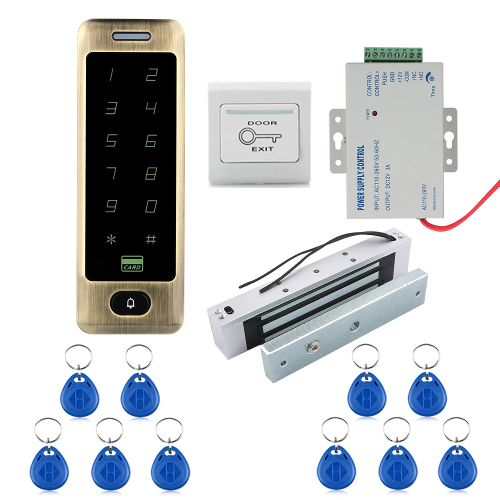 Новые mountainone Водонепроницаемый Металл сенсорный 8000 пользователей дверь RFID Клавиатура доступа случай читателя магнитный замок + 10 карт