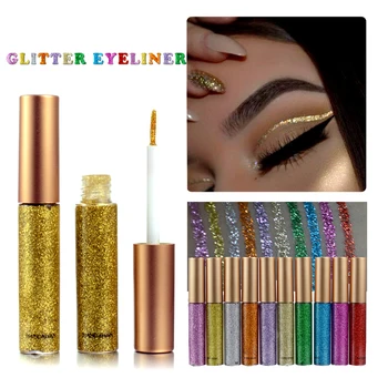

New Shimmer Glitter Eyes Liner For Women Make Up Easy to Wear Waterproof Pigment Red White Gold Liquid Eyeliner Glitter Makeup